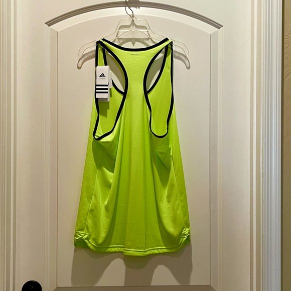 New Adidas Medium Tank Top Performance Climalite Baby Bro Neon Green Black NWT - Picture 2 of 5